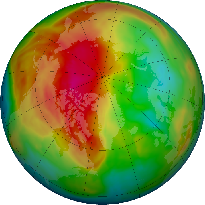 Arctic ozone map for 08 March 2016